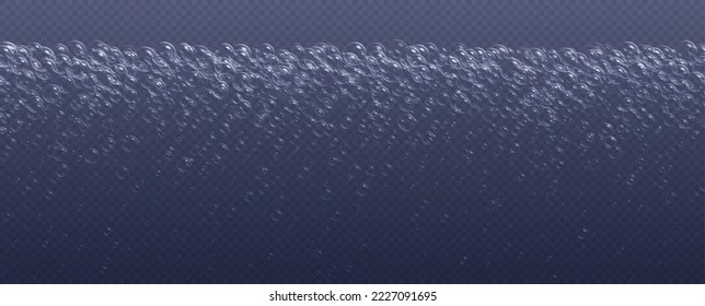 Underwater fizzing bubbles, soda or champagne carbonated drink, sparkling water. Effervescent drink. Aquarium, sea, ocean bubbles vector illustration.