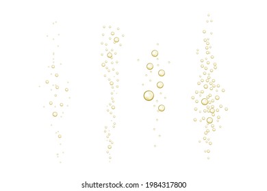 Underwater Fizzy sparkles in water, lake, river, aquarium, and ocean. Realistic effervescent champagne drink, soda effect, oxygen.