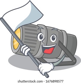 Diseño de caricaturas bajo el agua con bandera de pie