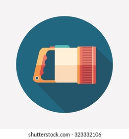 Underwater flashlight flat round icon with long shadows.