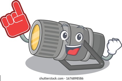 Underwater flashlight mascot cartoon style with Foam finger