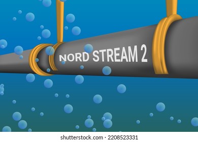 Underwater gas pipe between countries. The international conflict between Europe, America and Russia. Interruption of gas supplies to Europe. Sabotage of the northern gas flow