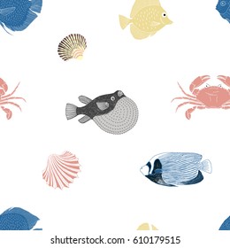  underwater graphic seamless pattern