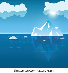 Underwater iceberg icon in flat style. Berg seascape vector illustration on isolated background. Antarctica ecology sign business concept.