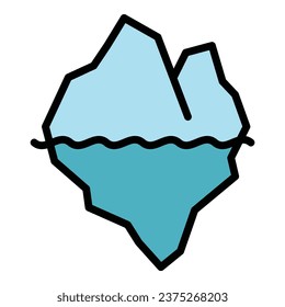 Underwater iceberg icon outline vector. Glacier sea. Ocean winter color flat