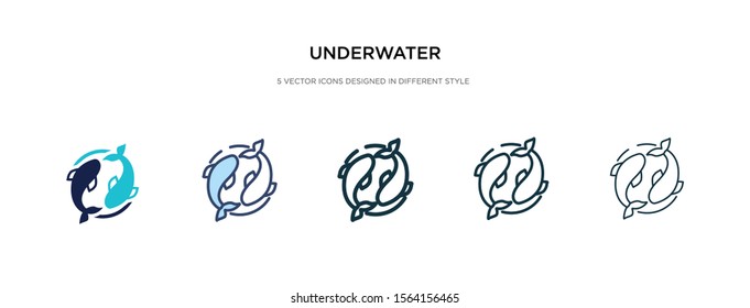 underwater icon in different style vector illustration. two colored and black underwater vector icons designed in filled, outline, line and stroke style can be used for web, mobile, ui