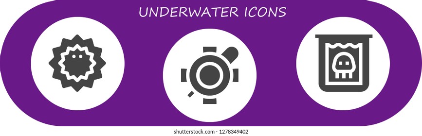  underwater icon set. 3 filled underwater icons. Simple modern icons about  - Sea urchin, Turtle, Creature