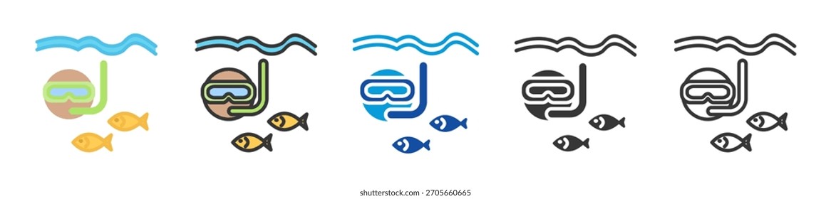underwater icon set multi style various collection