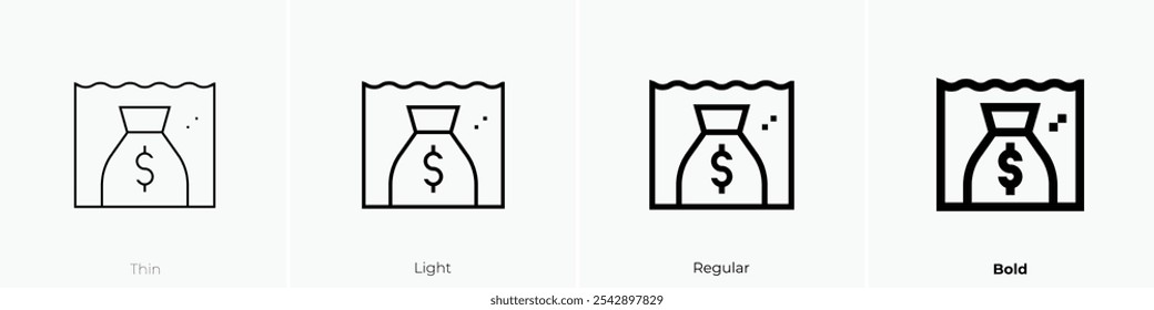 underwater icon. Thin, Light Regular And Bold style design isolated on white background