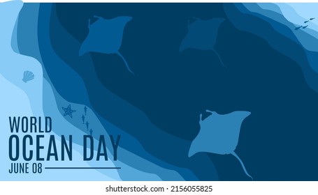 underwater illustration. coral, manta rays, and starfish. perfect for world ocean day. flat design