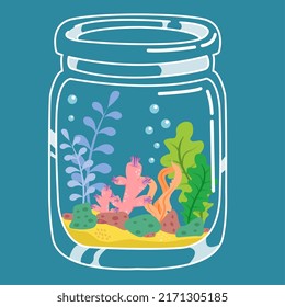 Underwater Illustration Transparent Jar Aquarium Stock Vector (Royalty ...