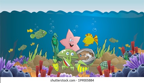 underwater inhabitants, sea creatures
