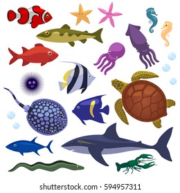 Underwater Inhabitants Sea Life Kids Stock Vector (Royalty Free ...