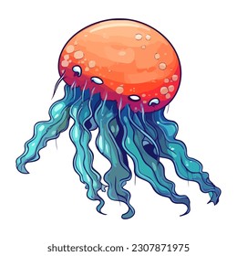 Underwater jellyfish swimming icon isolated
