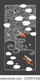 Underwater koi fish candlestick pattern - vector