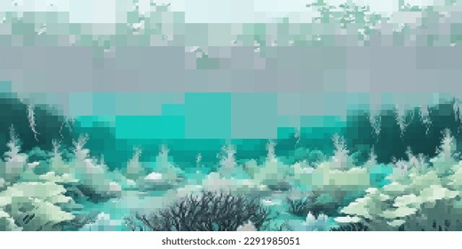 Underwater landscape. Aquatic background. Vector colorful illustration. Rectangular design.