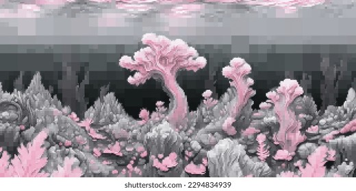 Paisaje submarino. Fondo acuático. Ilustración vectorial colorida. Diseño rectangular.