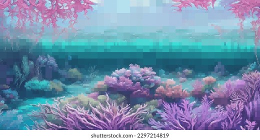 Underwater landscape. Aquatic background. Vector colorful illustration. Rectangular design.