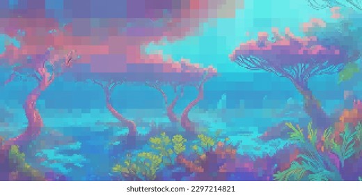 Underwater landscape. Aquatic background. Vector colorful illustration. Rectangular design.