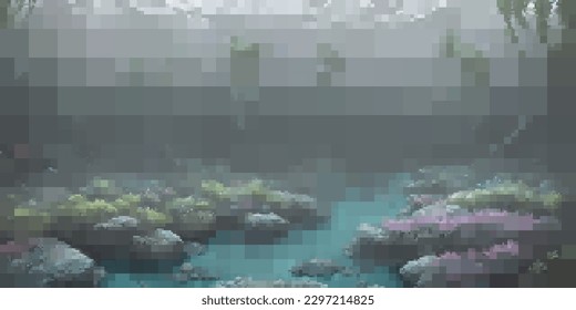 Underwater landscape. Aquatic background. Vector colorful illustration. Rectangular design.