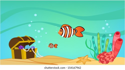 Underwater Landscape Vector Illustration