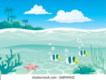 underwater life background with fish