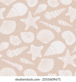 Underwater life. Cannoli Cream, Cream Tan, Safari, PANTONE. Seamless floral pattern-507.