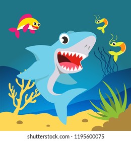 Underwater life cartoon vector illustration