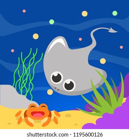 Underwater life cartoon vector illustration