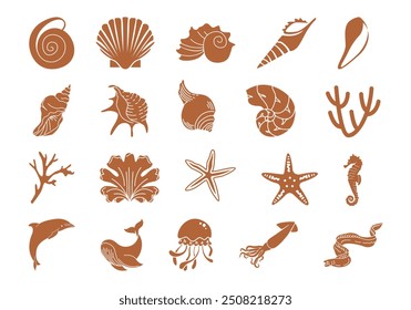 Underwater Life Illustration Ellement Set 