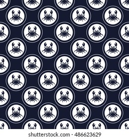 Underwater life, Seamless nautical pattern with crabs