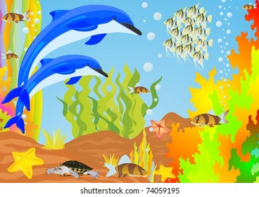 The underwater life of the seas and oceans