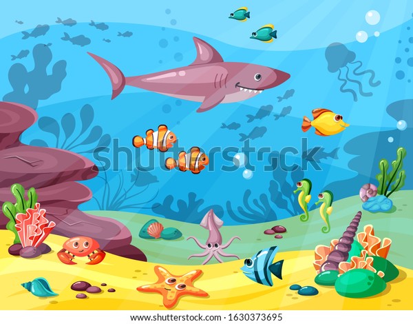 Underwater Life Wild Animals Ocean Sea Stock Vector (Royalty Free ...