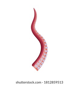 Underwater Marine Creature Body Part, Octopus Tentacle Vector Illustration
