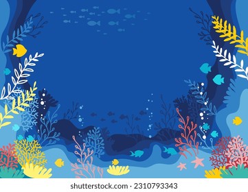 Underwater marine life of a coral reef. World oceans day