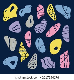 Underwater marine set of silhouettes. Flat illustration