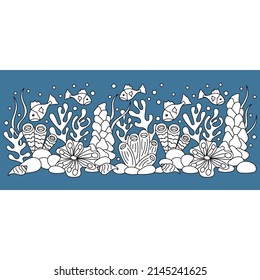 Oceanic nature coral fish shell border Images, Stock Photos & Vectors ...