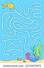 Underwater maze graphic color sketch vertical illustration vector 