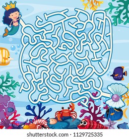 Underwater maze puzzle game illustration