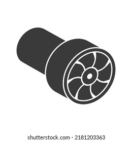 Underwater motor with propeller for water sports glyph icon isolated on white background.Vector illustration.