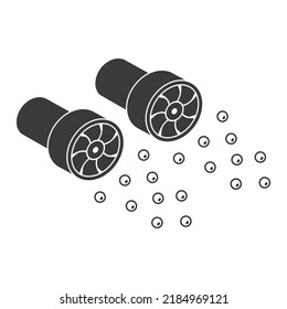 Underwater motors with propeller for water sports glyph icon isolated on white background.Vector illustration.
