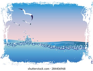 Underwater nature background, vector illustration