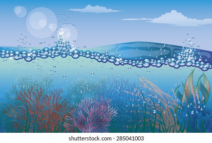 Underwater nature background,  vector illustration