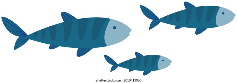 Underwater ocean fauna with big fishes. Ocean with marine life reprsentatives. Marine underwater world with tuna and salmon. Sea fish, tuna, salmon in water. Fish, sea food vector illustration