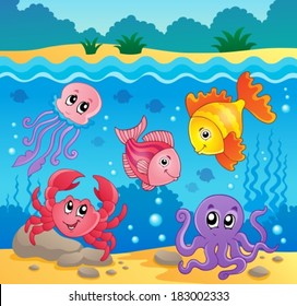 Underwater ocean fauna theme 5 - eps10 vector illustration.