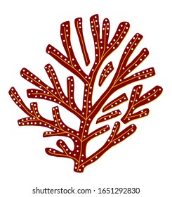 Underwater ocean and sea coral reef plant. Isolated on white background. Design for postcards, posters, stickers. Vector illustration.