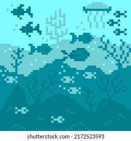 Underwater Ocean Seascape Pixel Background Coral Stock Vector (Royalty ...