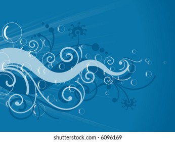 Underwater ornament with air bubbles (Vector)