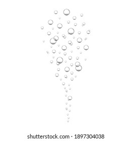 Underwater oxygen bubbles. Fizzy carbonated water, soda, lemonade, champagne, sparkling alcohol drink. Air bubbles in ocean, sea or aquarium. Vector realistic illustration.