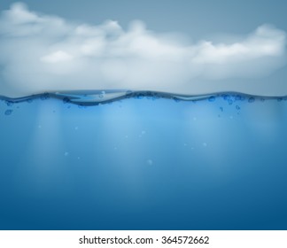 Underwater part and clouds.vector illustration